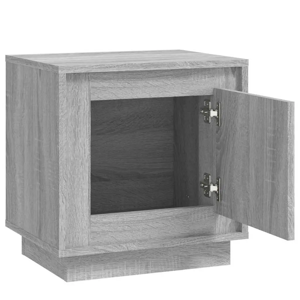 Bedside Cabinet Nightstand Storage Organizer 2 Piece Grey Engineered Wood
