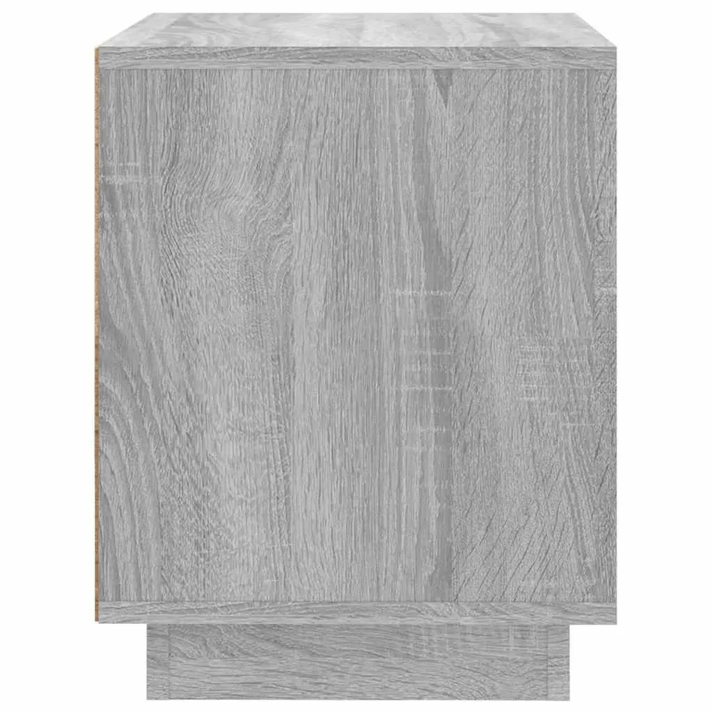 Bedside Cabinet Nightstand Storage Organizer 2 Piece Grey Engineered Wood