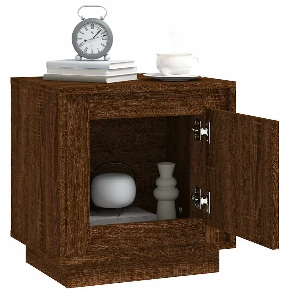 Brown Oak Nightstands with Ample Storage