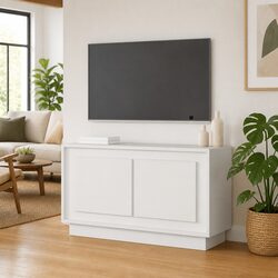 Value-Driven White Engineered Wood TV Cabinet for Homes