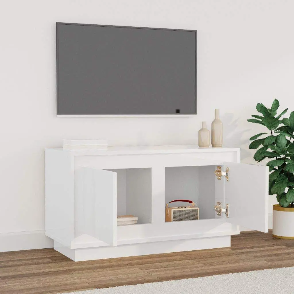 TV Cabinet Media Stand Storage Unit 80 x 35 x 45 cm White High Gloss