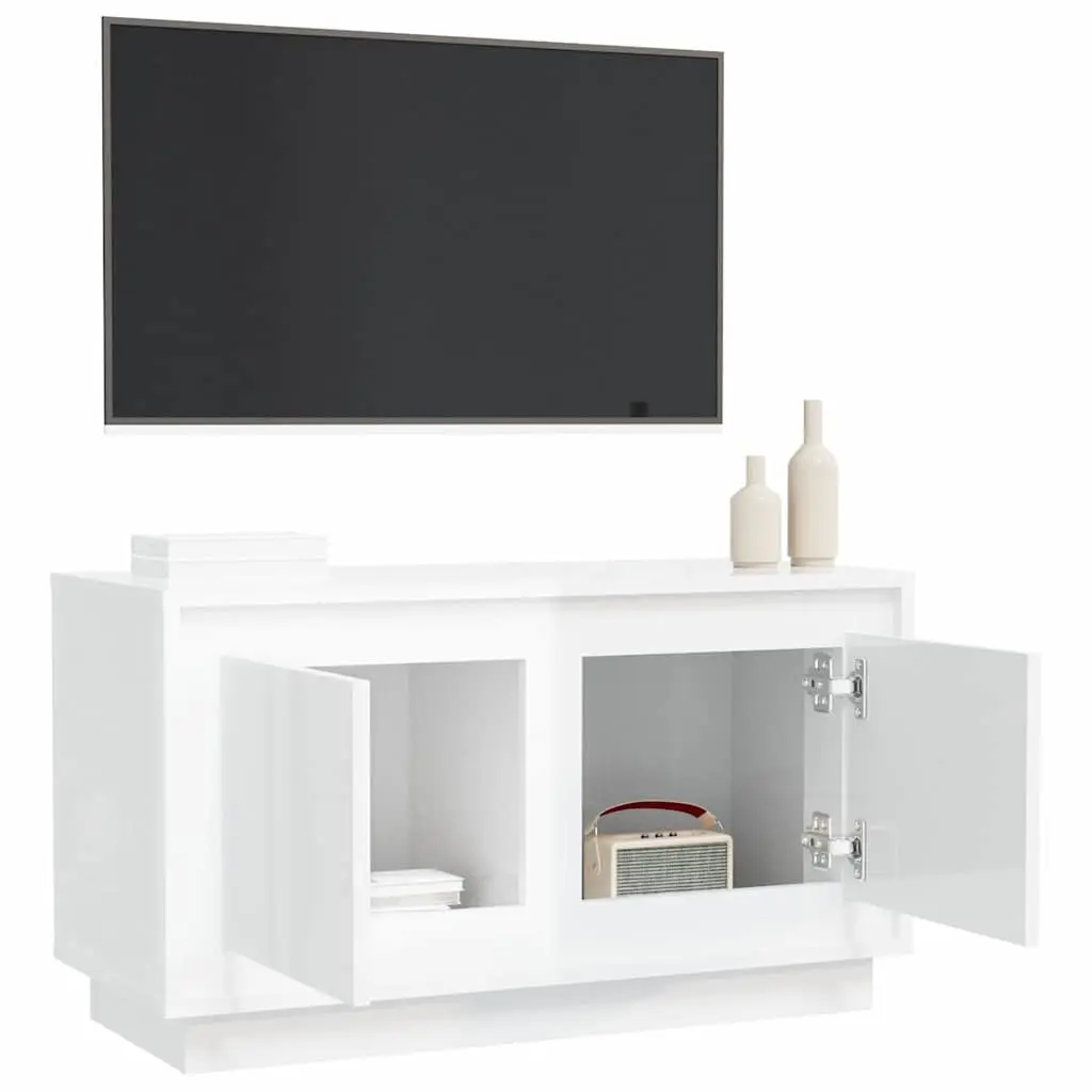 TV Cabinet Media Stand Storage Unit 80 x 35 x 45 cm White High Gloss