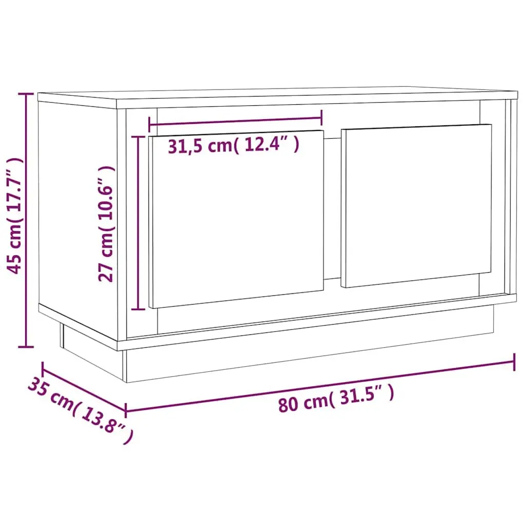 TV Cabinet Media Stand Storage Unit 80 x 35 x 45 cm White High Gloss
