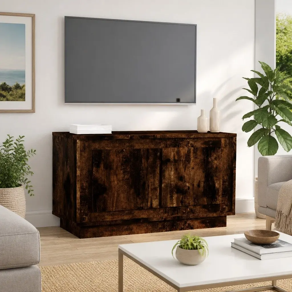 TV Cabinet Media Storage Unit 80x35x45cm Smoked Oak Brown
