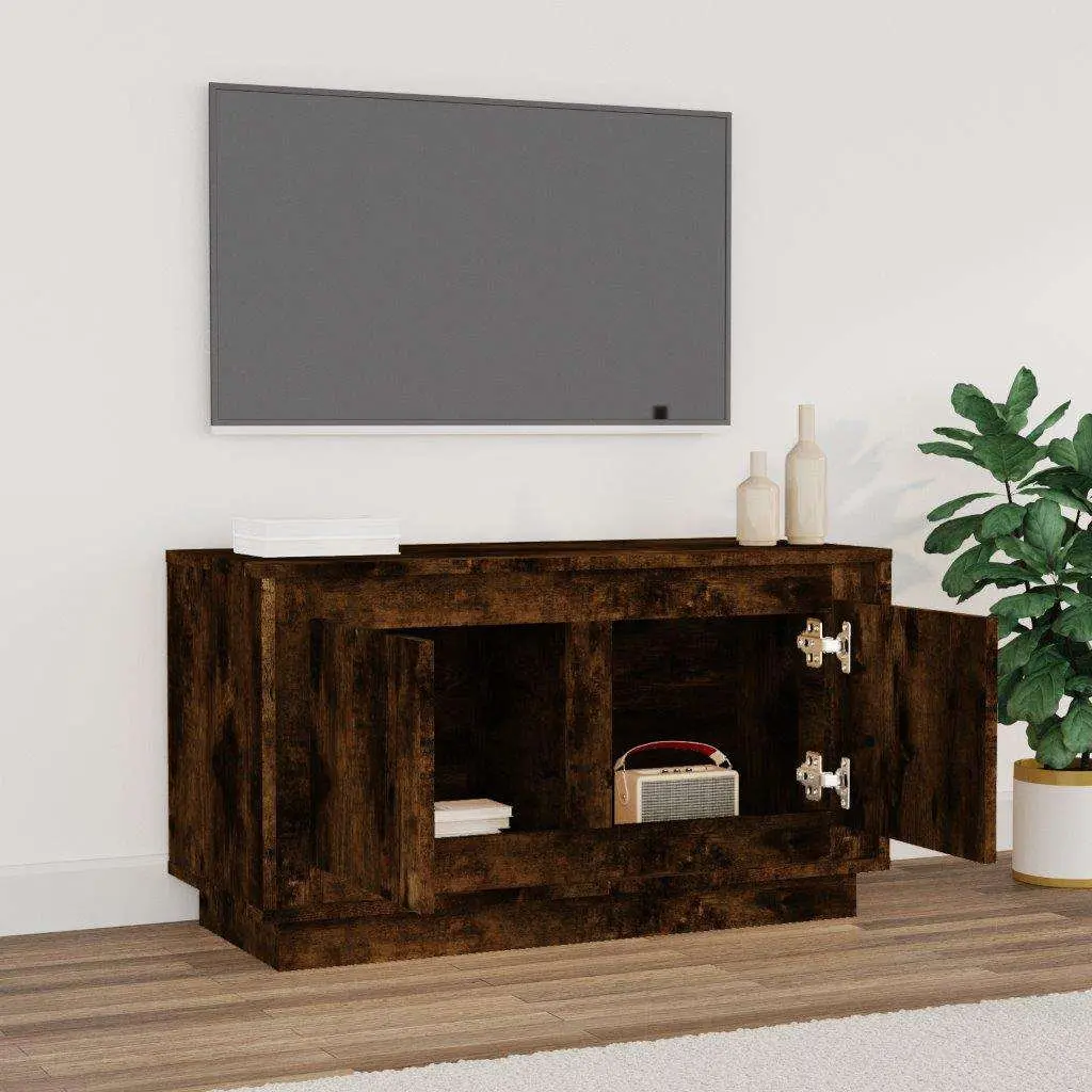 TV Cabinet Media Storage Unit 80x35x45cm Smoked Oak Brown