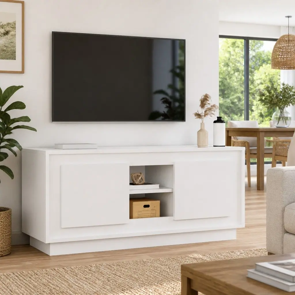 White High Gloss TV Cabinet for Media Storage