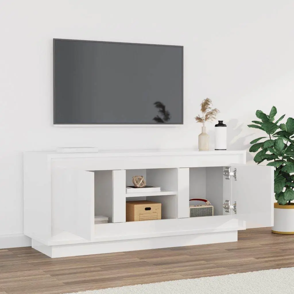 White High Gloss TV Cabinet for Media Storage