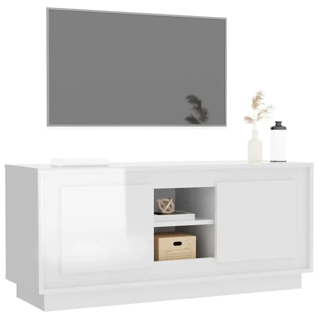 White High Gloss TV Cabinet for Media Storage
