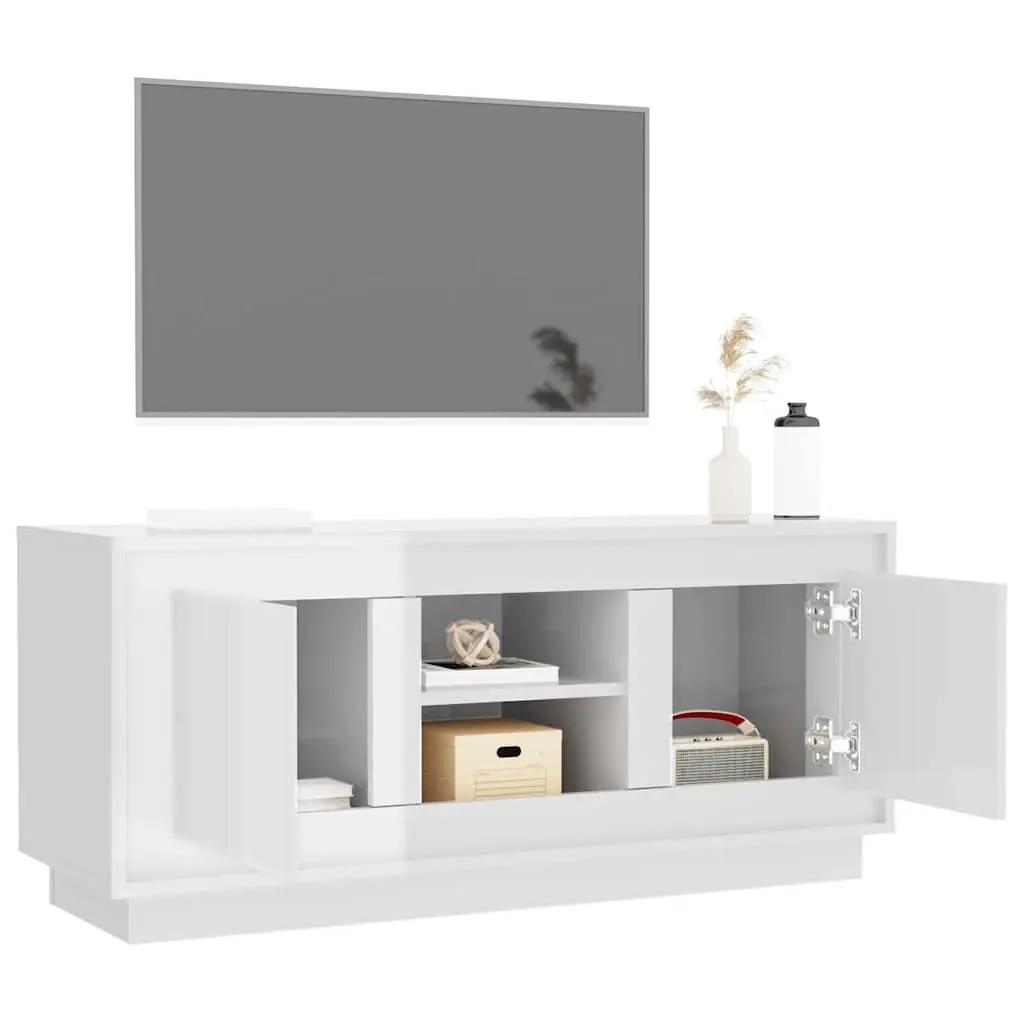 White High Gloss TV Cabinet for Media Storage