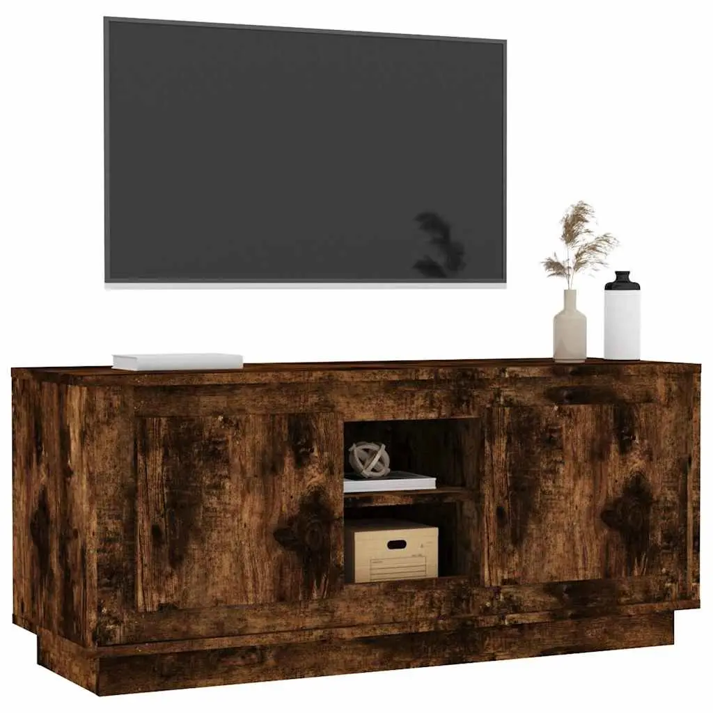 TV Cabinet Brown Engineered Wood Media Storage Unit 102x35x45cm