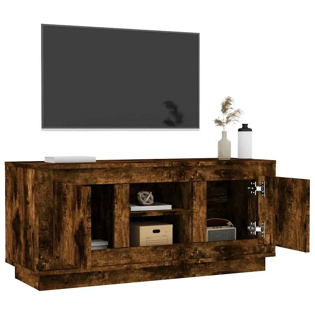 TV Cabinet Brown Engineered Wood Media Storage Unit 102x35x45cm