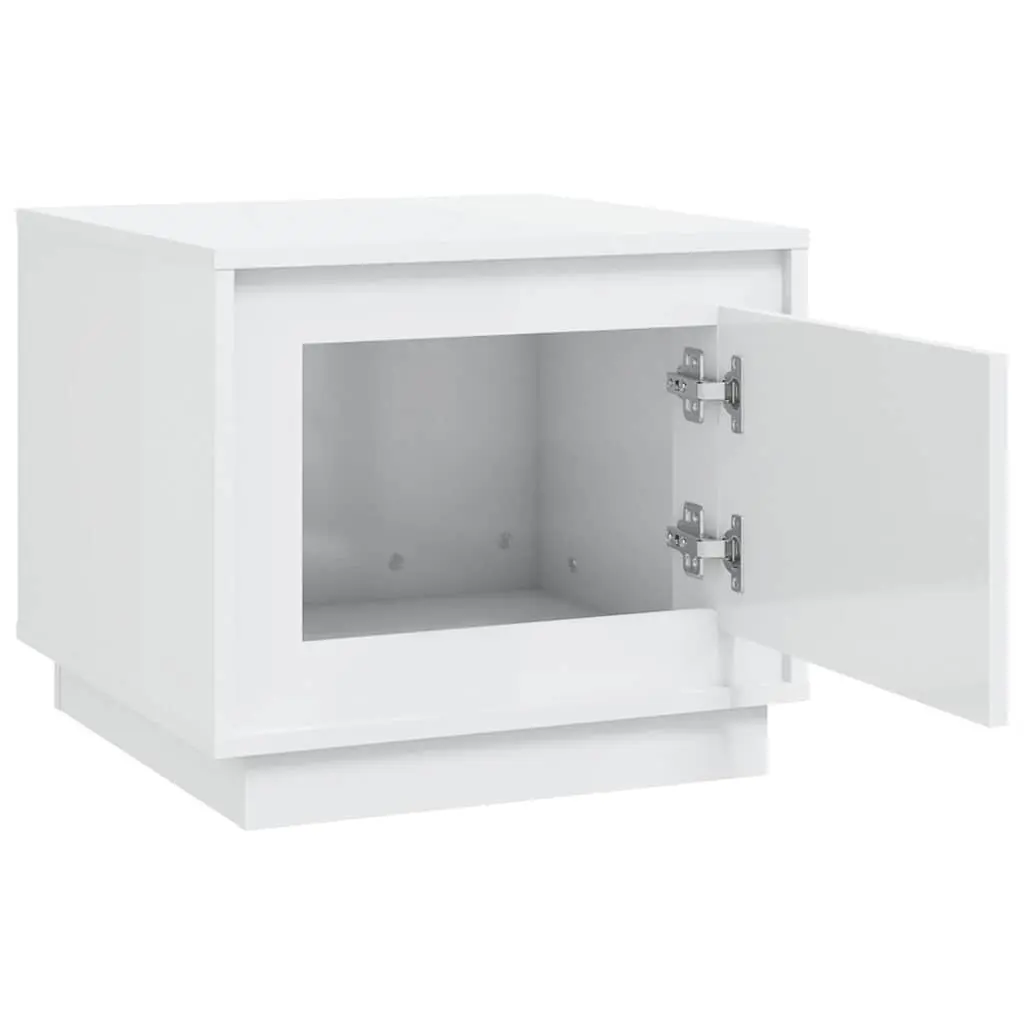 Coffee Table High Gloss White Storage Cabinet Living Room Accent Furniture