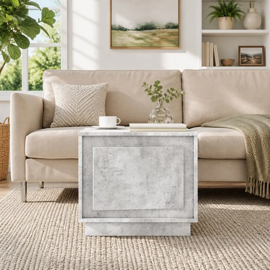 Coffee Table Storage Grey Engineered Wood 51x50x44cm