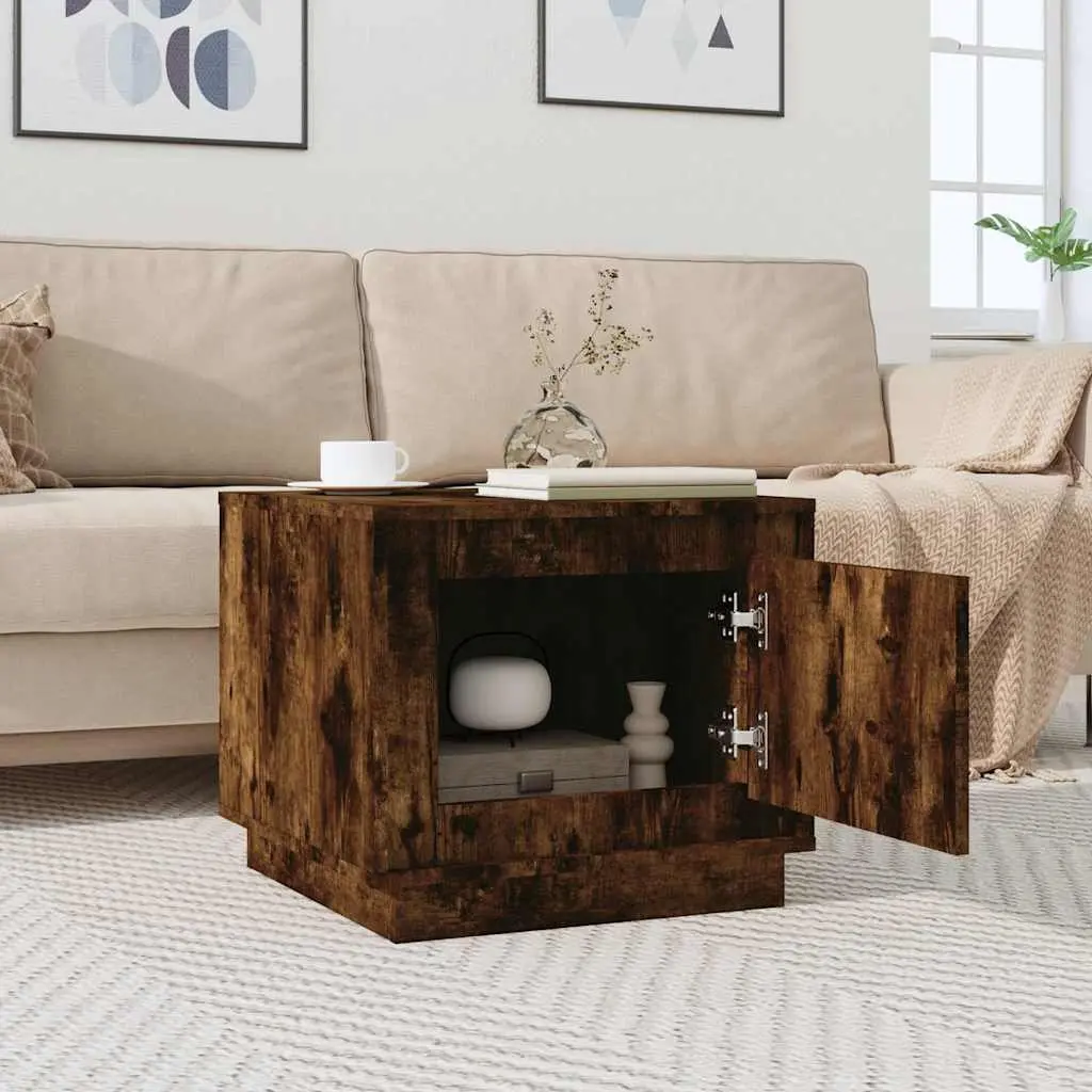 Coffee Table with Storage Door Smoked Oak Living Room Furniture Engineered Wood