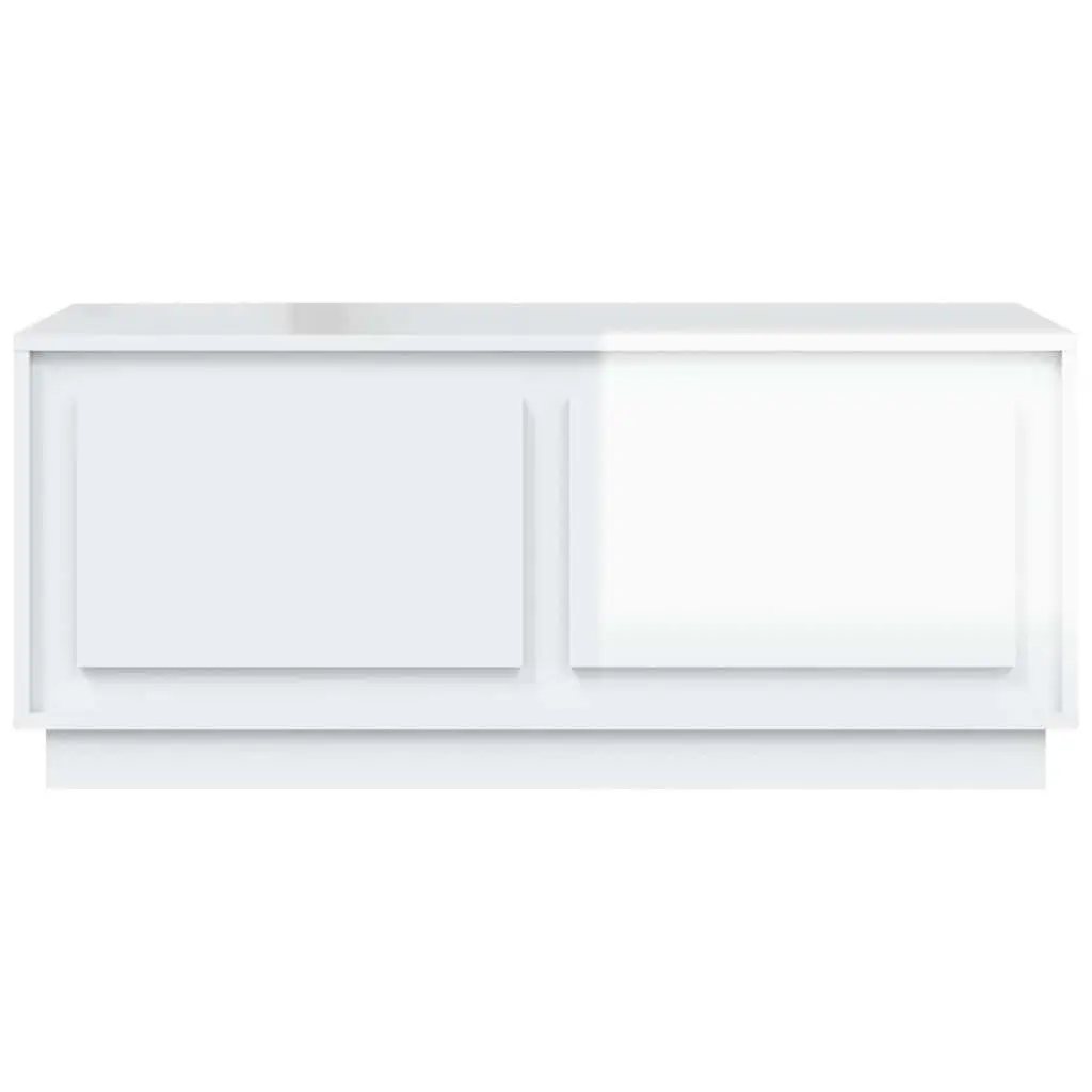 Coffee Table White High Gloss Storage Compartments Engineered Wood Living Room