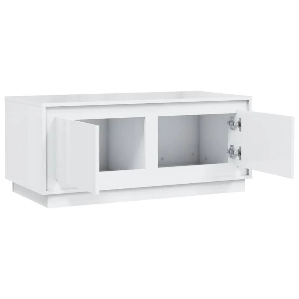 Coffee Table White High Gloss Storage Compartments Engineered Wood Living Room