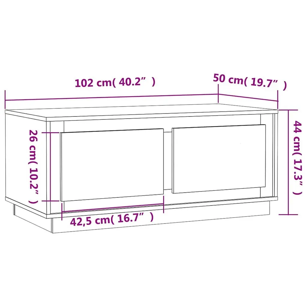 Coffee Table White High Gloss Storage Compartments Engineered Wood Living Room
