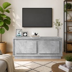 Coffee Table Grey Storage Compartments Doors Engineered Wood Living Room