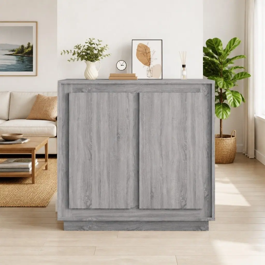 Sideboard Grey Sonoma 80x34x75cm Storage Cabinet Engineered Wood Compartments