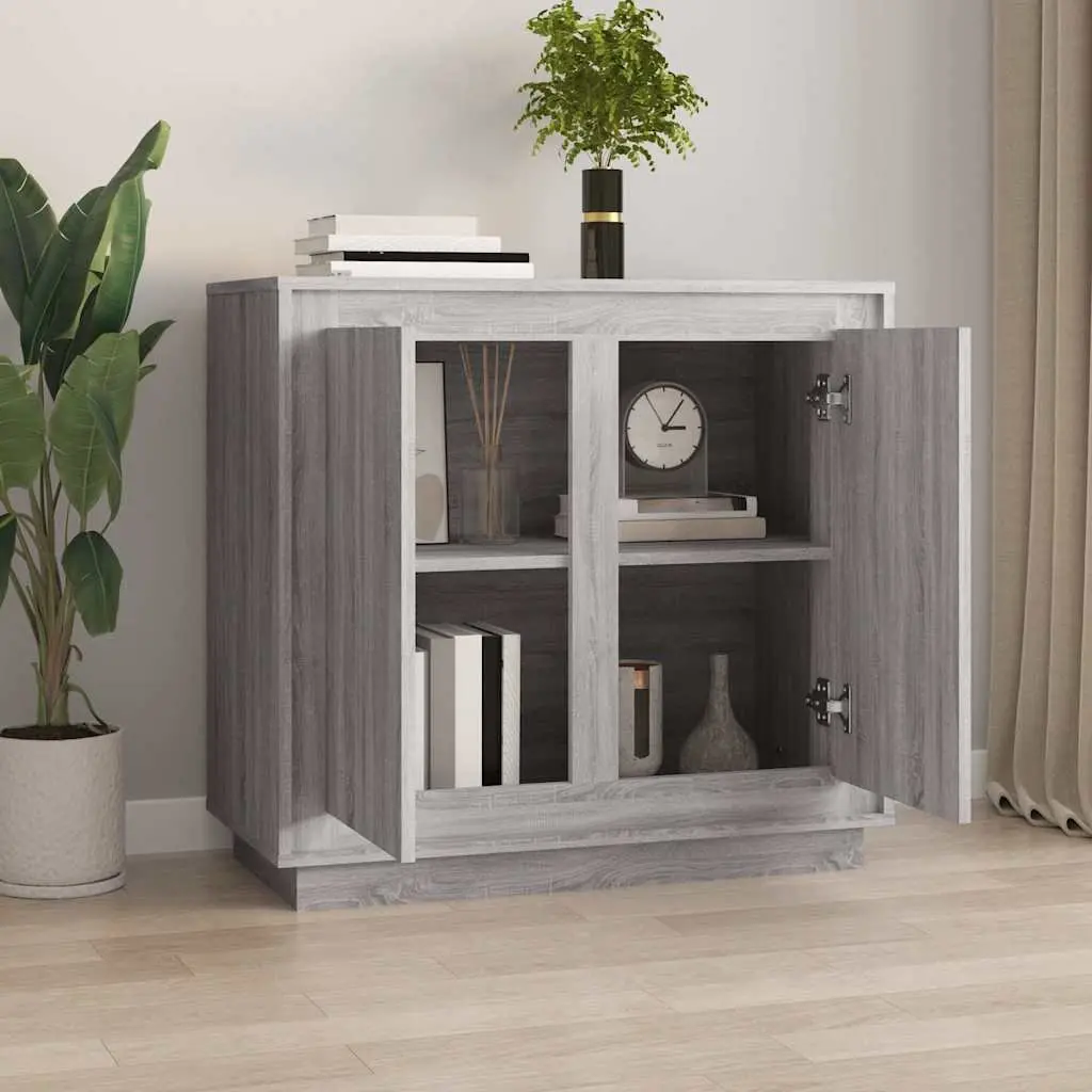 Sideboard Grey Sonoma 80x34x75cm Storage Cabinet Engineered Wood Compartments