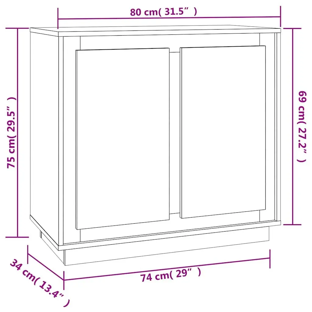Sideboard Grey Sonoma 80x34x75cm Storage Cabinet Engineered Wood Compartments