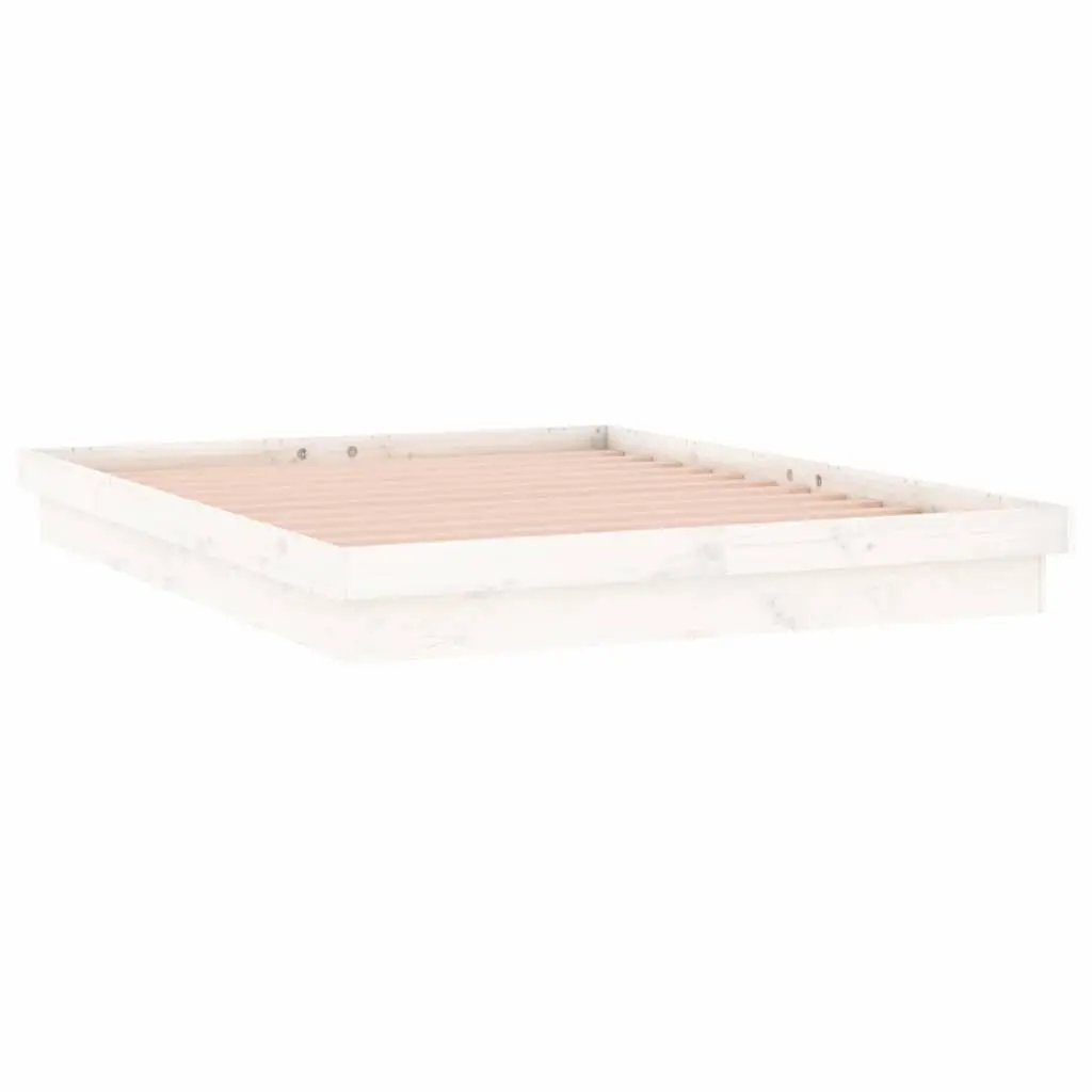 LED Bed Frame 150x200cm Solid Wood White with Remote Control