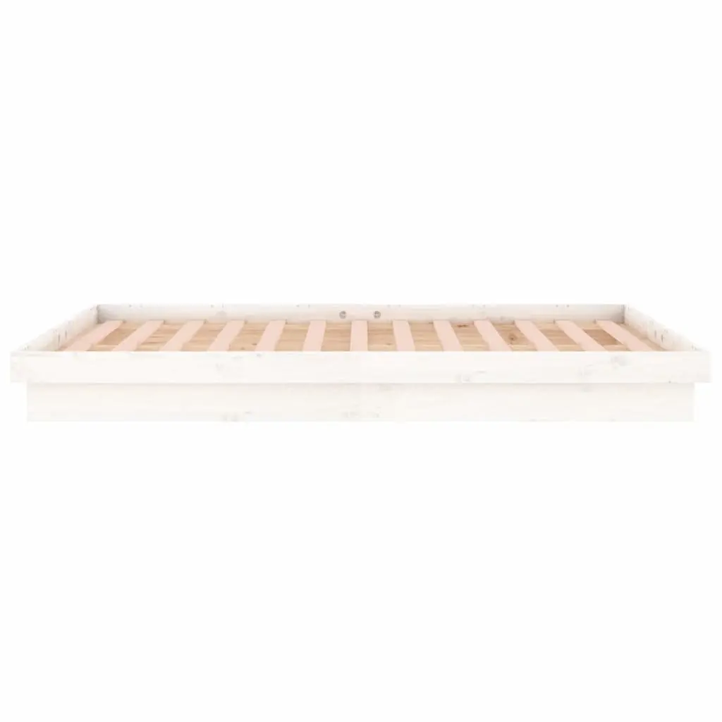 LED Bed Frame 150x200cm Solid Wood White with Remote Control