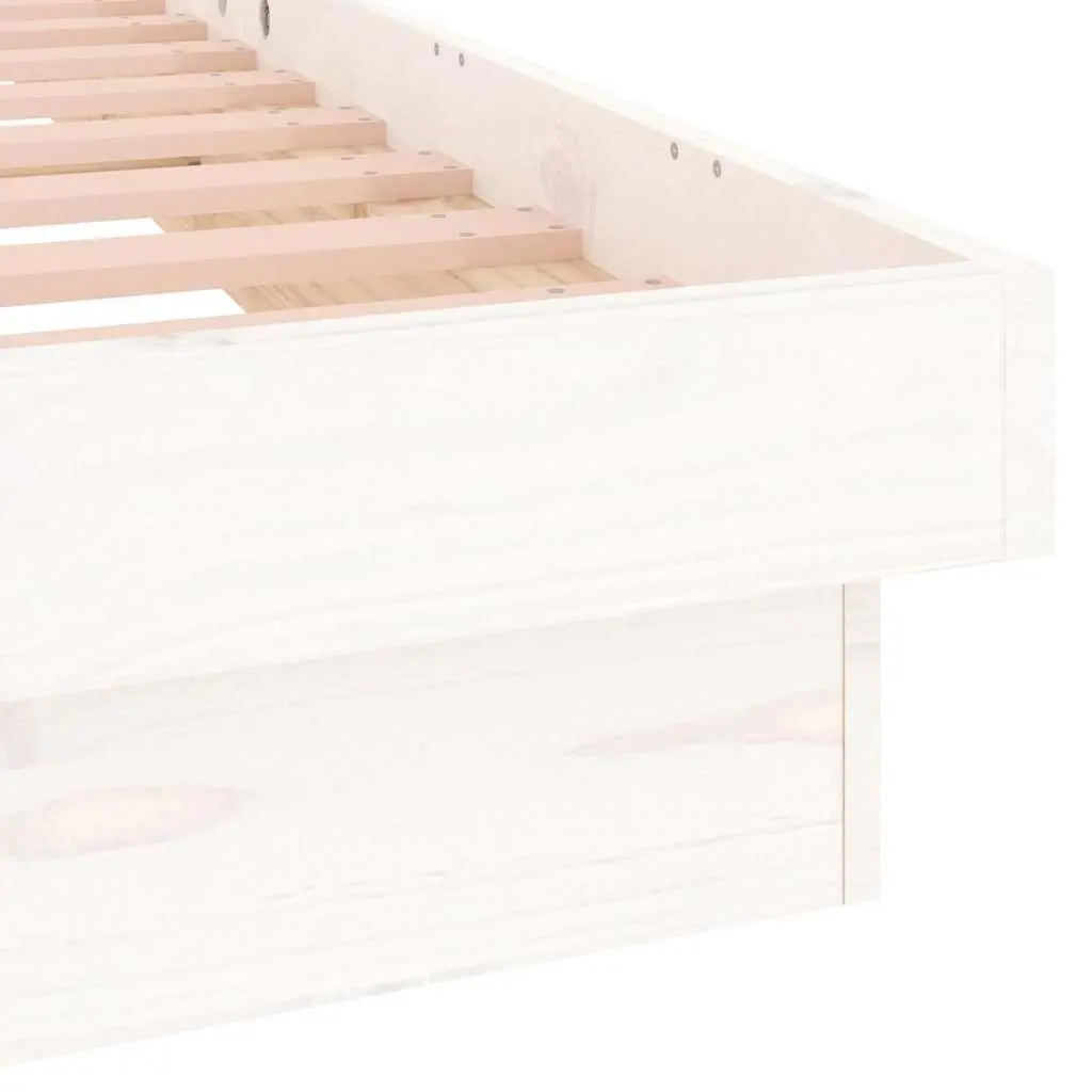 LED Bed Frame 150x200cm Solid Wood White with Remote Control