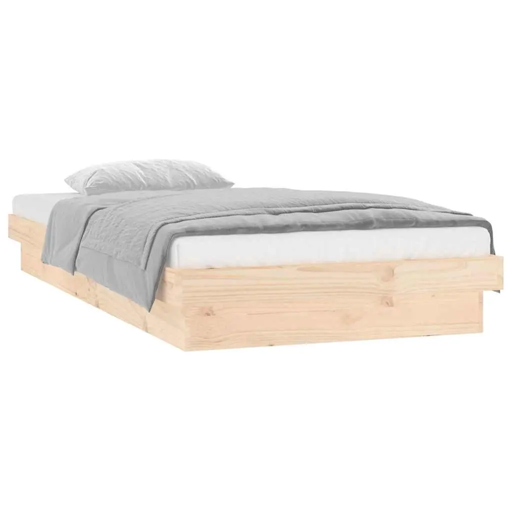 Solid Wood Bed Frame with Remote LED 90x190 cm