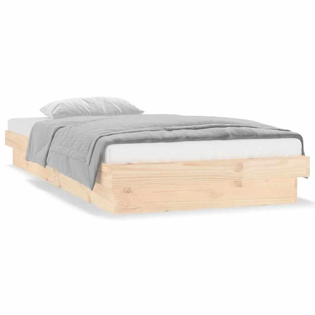 Solid Wood Bed Frame with Remote LED 90x190 cm