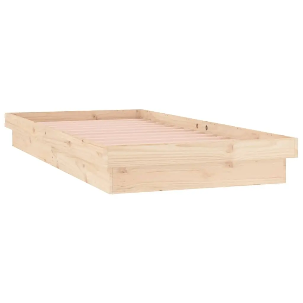 Solid Wood Bed Frame with Remote LED 90x190 cm