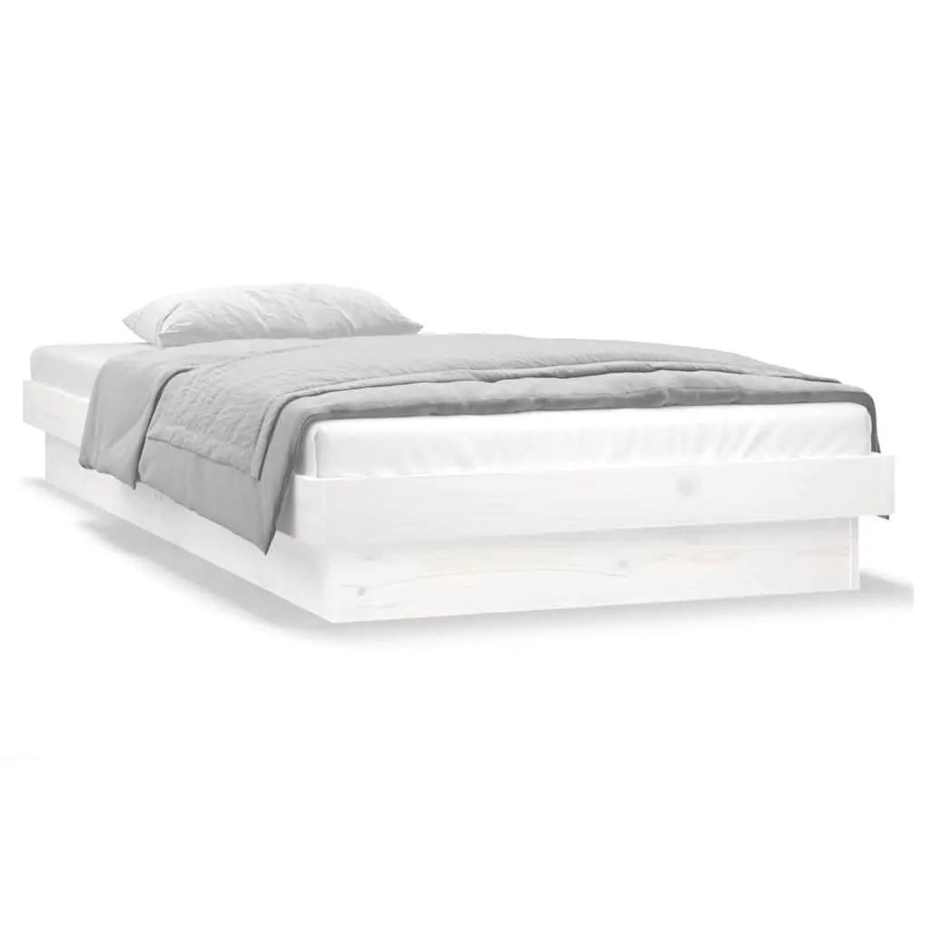 White LED Bed Frame 90x190cm with Slatted Base