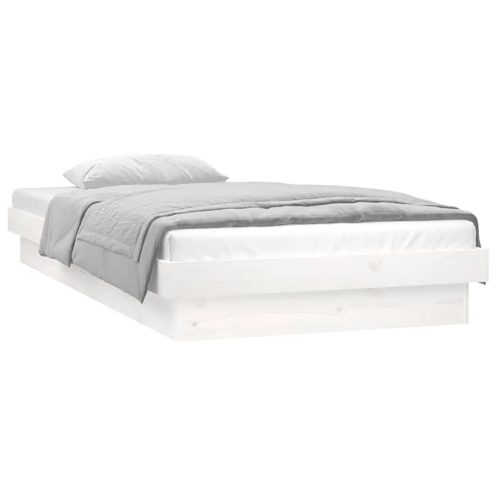 White LED Bed Frame 90x190cm with Slatted Base