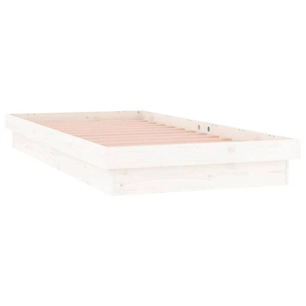 White LED Bed Frame 90x190cm with Slatted Base