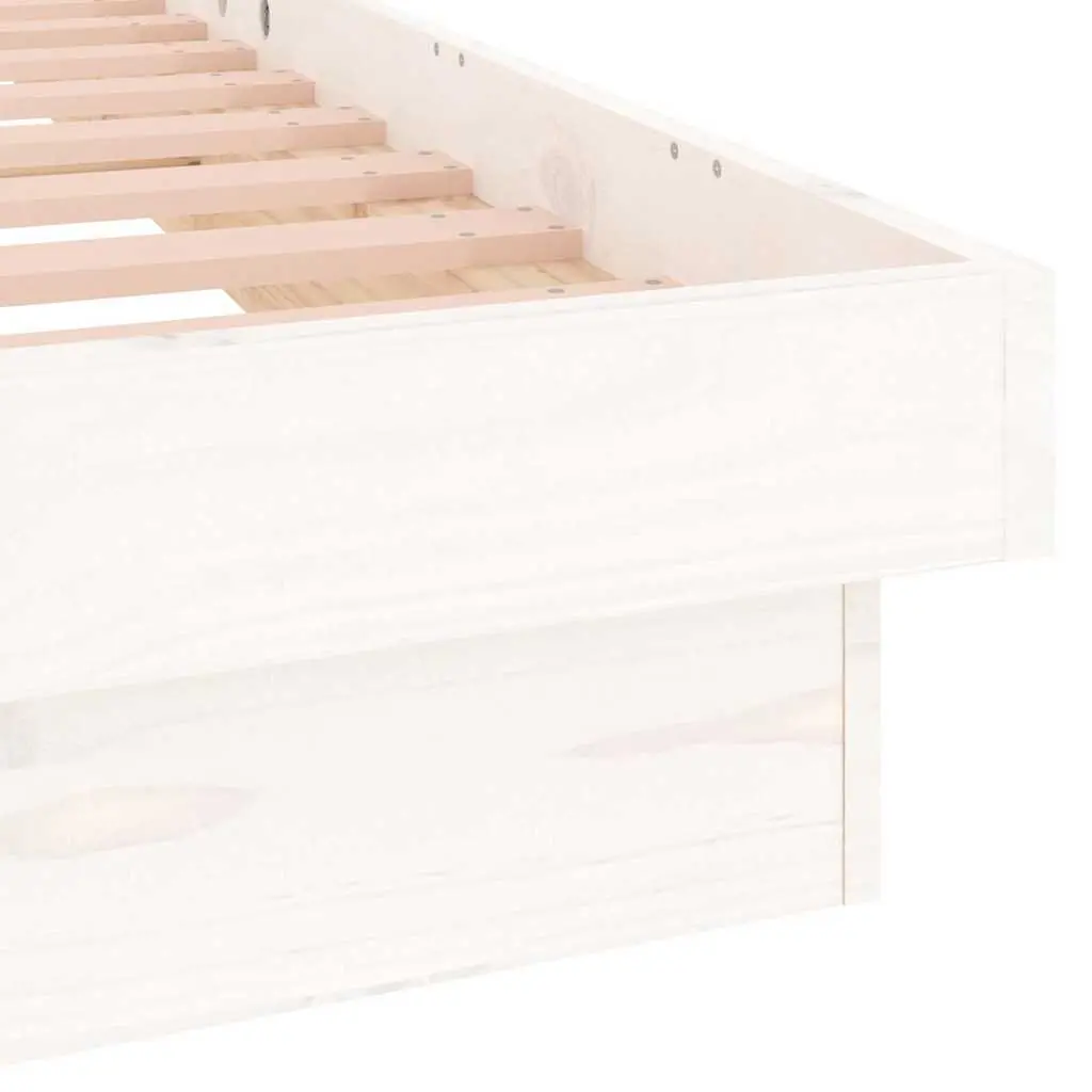 White LED Bed Frame 90x190cm with Slatted Base