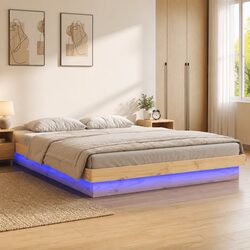 Warm and Practical Bed Frame with LED Lighting 135x190 cm