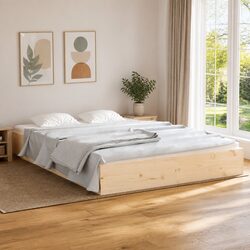 Reliable Solid Pine Wood Bed Frame 150x200cm in Brown