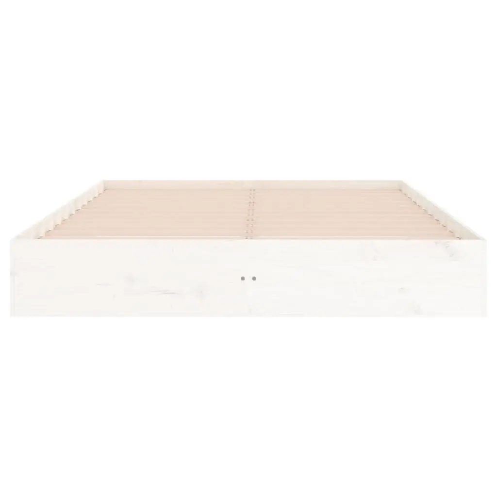 Bed Frame Slatted Base 150x200 cm White Solid Wood Modern Bedroom Furniture
