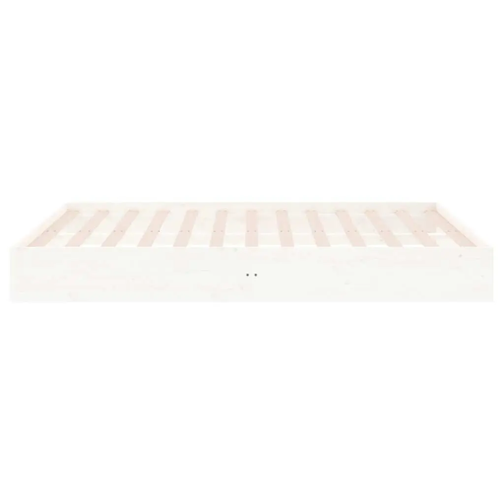 Bed Frame Slatted Base 150x200 cm White Solid Wood Modern Bedroom Furniture