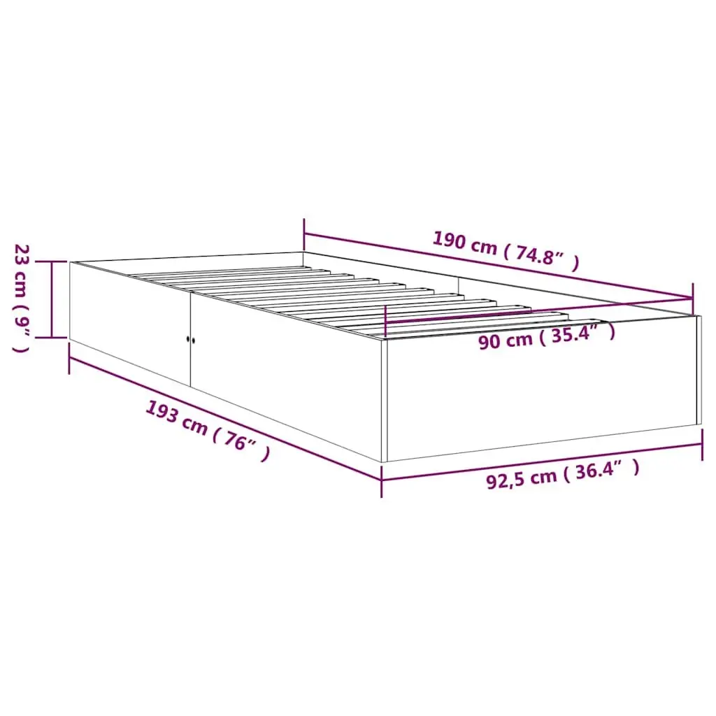 White Bed Frame 90x190 cm in Solid Pine