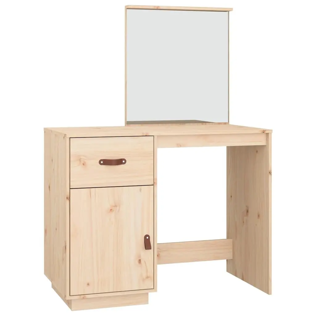 Solid Pine Dressing Table with Mirror and Storage Solutions 95x50x134 cm
