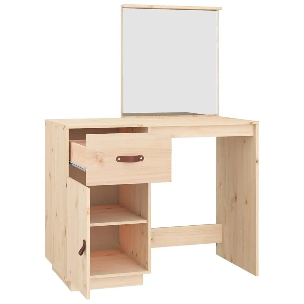 Solid Pine Dressing Table with Mirror and Storage Solutions 95x50x134 cm