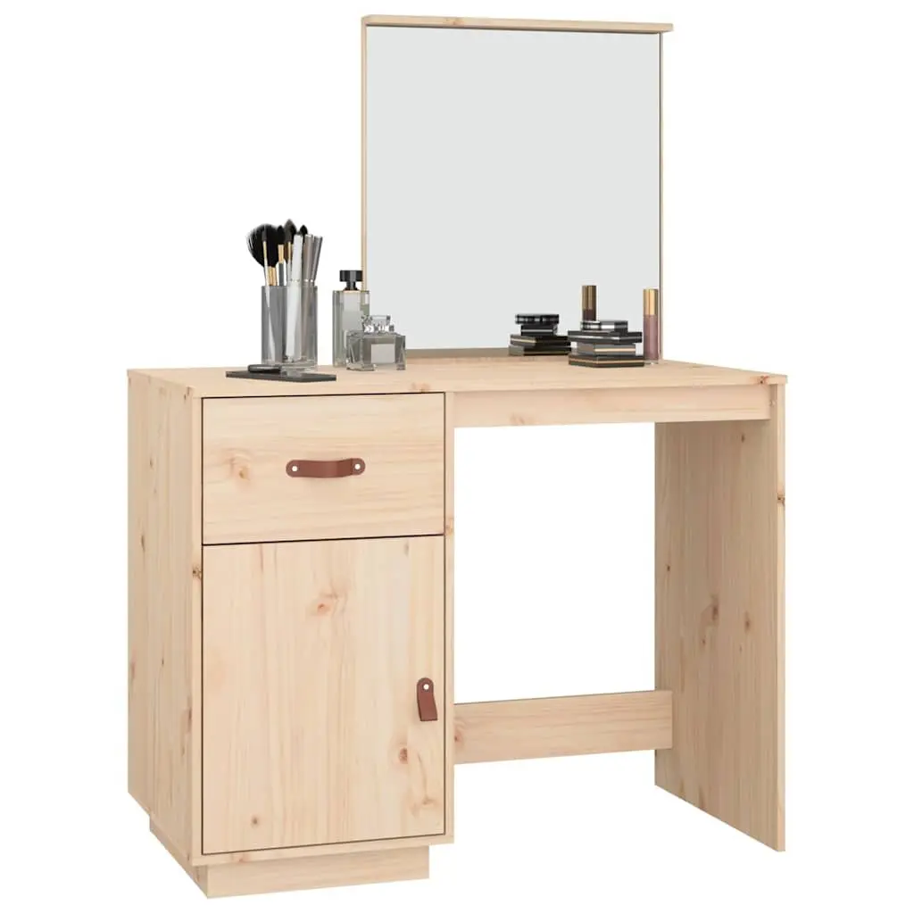 Solid Pine Dressing Table with Mirror and Storage Solutions 95x50x134 cm