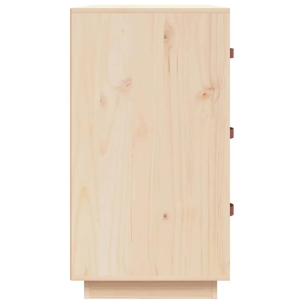 Sideboard Storage Cabinet Solid Pine Wood 3 Drawers Brown 80W x 40D x 75H cm