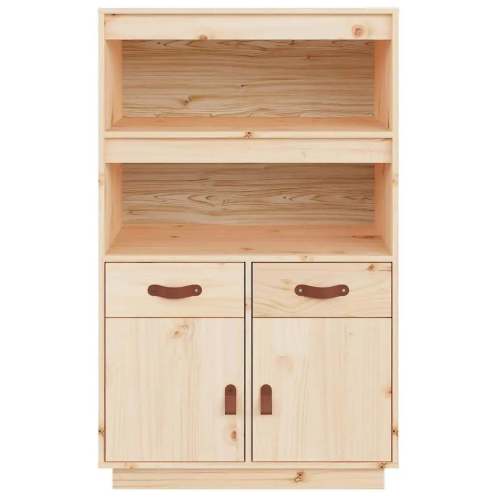 Solid Wood Pine Highboard Sideboard Storage Cabinet with Shelves and Drawers