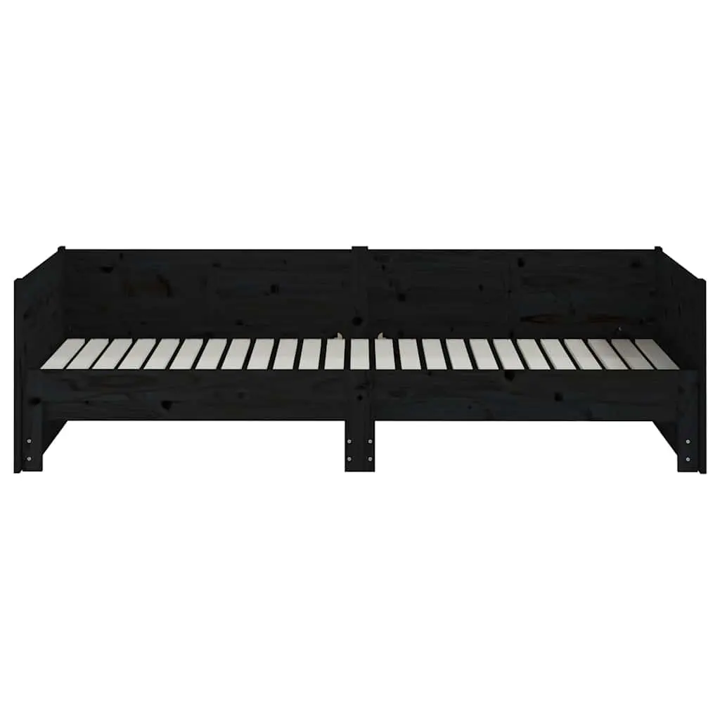 Pull-out Day Bed Sofa Bed Frame Wooden Convertible Guest Bed Black 90x190cm