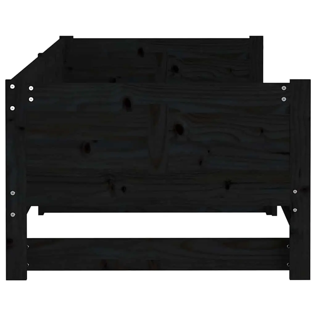 Pull-out Day Bed Sofa Bed Frame Wooden Convertible Guest Bed Black 90x190cm