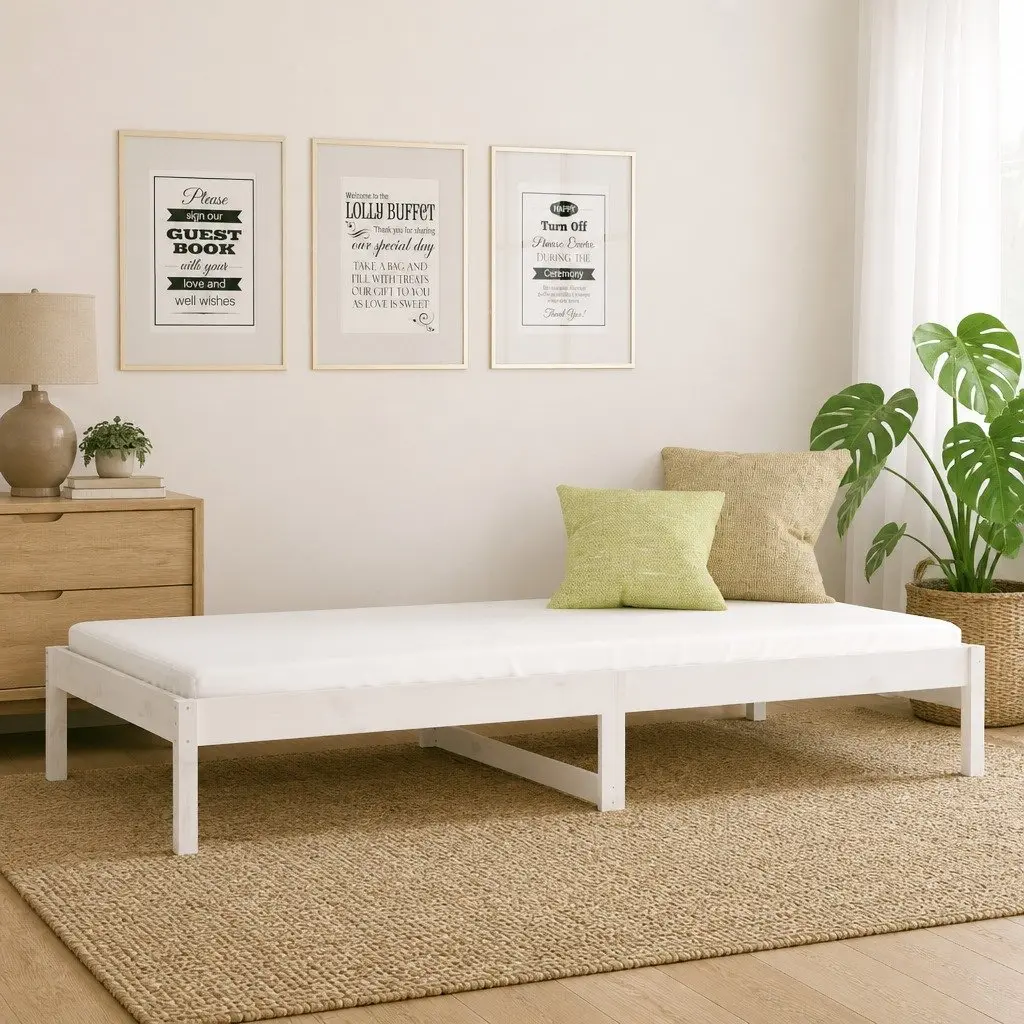 White Day Bed Frame 90x190cm for Comfort