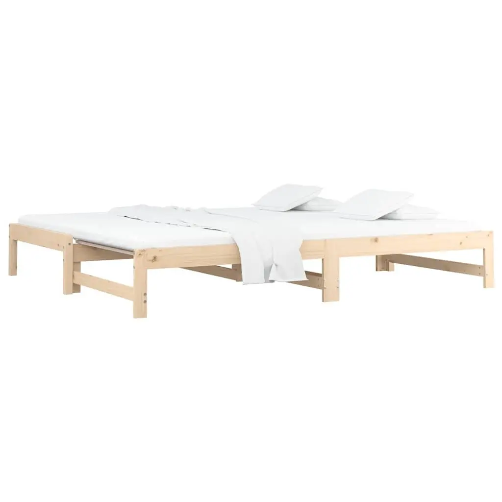 Solid Wood Pine Pull-out Day Bed Frame Guest Sofa Bed 90x190cm Brown