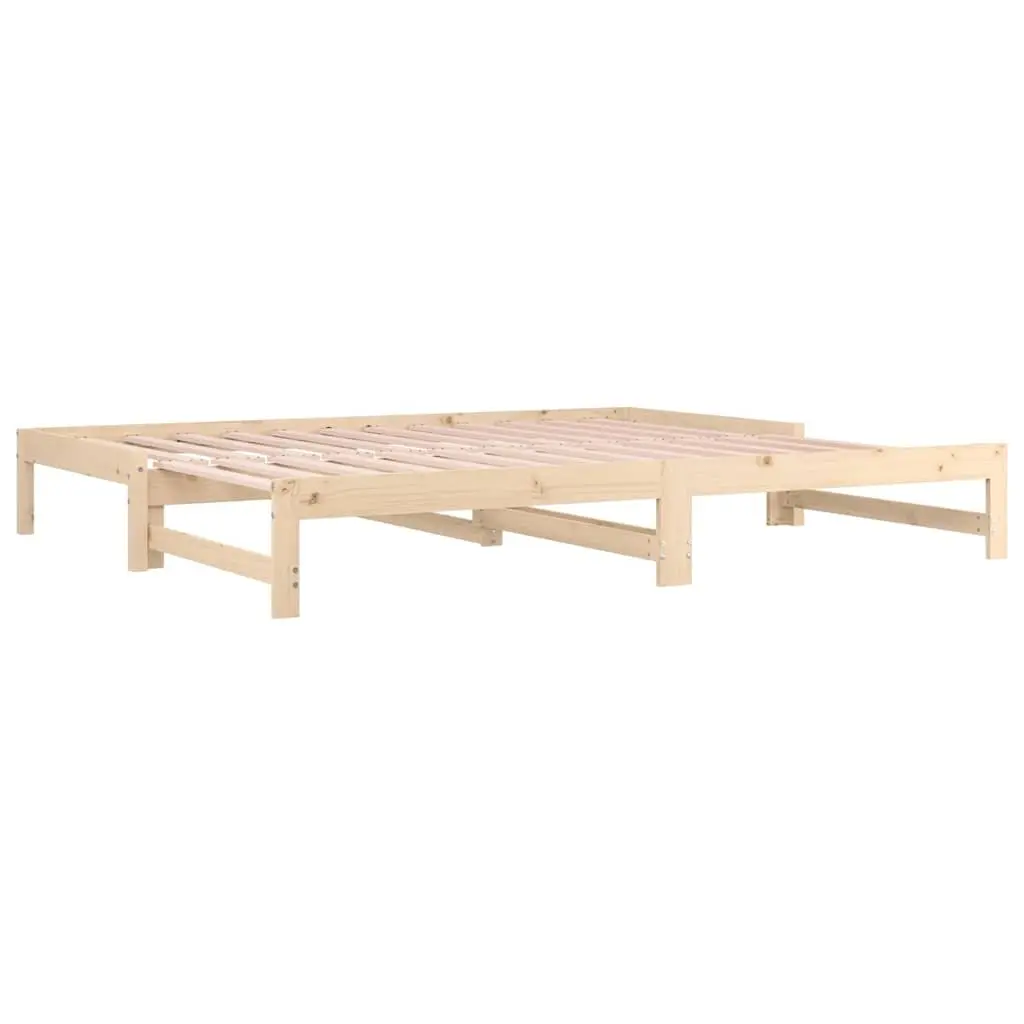 Solid Wood Pine Pull-out Day Bed Frame Guest Sofa Bed 90x190cm Brown